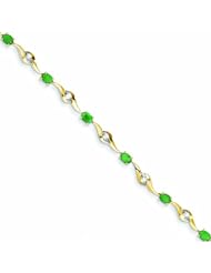 Genuine 14K Yellow Gold Emerald And White Sapphire Oval And Round Bracelet 4 Grams Of Gold 100% Satisfaction Guaranteed.