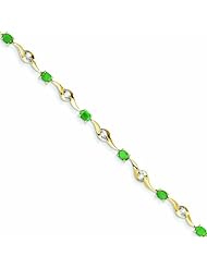2.1 Carat 14K Gold Emerald and White Sapphire Oval and Round Bracelet