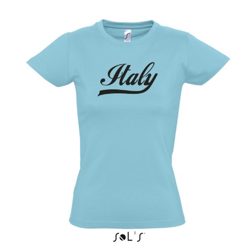 Damen T-Shirt – Italien Oldschool Italy LÄNDERSHIRT EM / WM FAN Trikot S-XXL , Atoll blue – schwarz , S