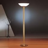 Holtkotter 2570/2*FC SN Satin Nickel Two Light Energy Saving "Light Cannon" Torchiere Floor Lamp with Champagne or White Glass