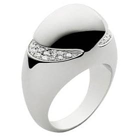 Bvlgari Cabochon 18kt White Gold Diamond Pave Size 5.75 Ring 339115 by 