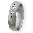 Brushed Titanium and Diamond Ring (6.0 mm) With Wood Box - Sizes 8-12