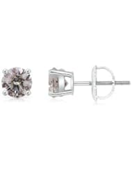 1 ct Solitaire Diamond Stud Earrings in White Gold