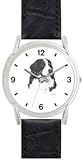 BERNESE MOUNTAIN DOG (MS) - WATCHBUDDY® DELUXE SILVER TONE WATCH - Black Strap - Large Size (Men's or Jumbo Women's Size)