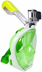 Snorkel Mask for Adults and Youth. Easy Breath Full Face Design Gopro Diving Mask (Green, L/XL)