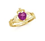 14k Heart Rhodolite-Pink Birthstone Claddagh Ring - Size 7.0 - JewelryWeb