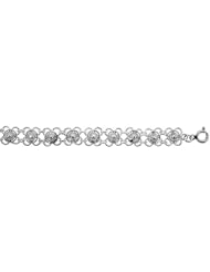 Sterling Silver Charm Bracelet w/ Flowers