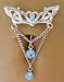 Lt Blue Heart Tribal Bow Drop Dangle Reverse top mount Belly Navel Ring body jewelry piercing bar