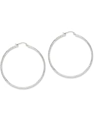 3.5mm, Diamond Cut 14K White Gold Hoop Earrings, 52mm (2")