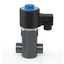 Plast-O-Matic EASYMT Series PVC Solenoid Valve, For Corrosive and Ultra-Pure Liquids, 2 Ways, Normally Closed, Viton Diaphragm, NPT Female