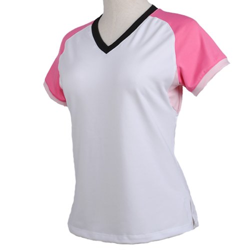 V-neck Fitness Tennis Top (Small, White Fucshia Black) On Sale