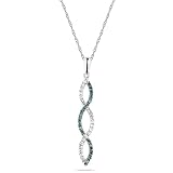 10k White Gold and Black Rhodium Blue Diamond Twist Pendant (1/3 cttw)