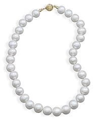 Genuine Elegante Necklace. 16.5" 10.5-11.5mm Cultured Freshwater Pearl Necklace with a Yellow Gold Clasp. 100% Satisfaction Guaranteed.
