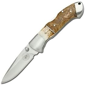 New Master Cutlery Field & Stream 7 Inch Folder Knife 440 Stainless Steel Blade Leather Sheath by