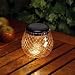 Grandin Road - Solar Amber Mosaic Glass Table Light - Pearlesque Amber