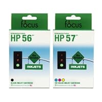 Remanufactured HP 57 / C6656 Black and HP 57 / C6657 Tri-Color Printer Ink Cartridge 2-Pack for HP Printers - by FOCUS BRAND