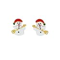 14k gold tone 3-D Enameled Snowman Crystal Snowman Earrings Fashion