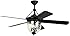 Litex E-KM52ABZ5CMR Knightsbridge Collection 52-Inch Indoor/Outdoor Ceiling Fan with Remote Control, Five Dark Aged Bronze ABS Blades and Single Light Kit with Hammered Glass