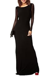 Girls Mesh Open-Back Backless  Floor Length Polyester/Spandex/Tulle Elbow Length Sleeves  Dress With Ruffles