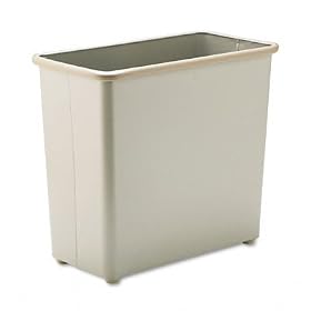 Safco(R) Rectangular Wastebasket, 6 7 8 Gallons, Sand