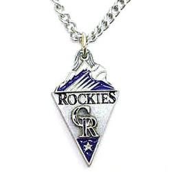 American Metal BPC120 Chain Necklace & MLB Pendant Colorado Rockies
