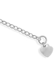 Heart Charm Tag Bracelet Sterling Silver - Engraving Included