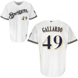 Yovani Gallardo Authentic Brewers White Home Jersey Size 52
