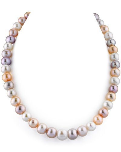 10-11mm Multicolor Freshwater Pearl Necklace-AAA, 17 Inch Princess Length
