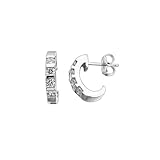 14K White Gold Cubic Zirconia (Created) J-Hoop Earrings