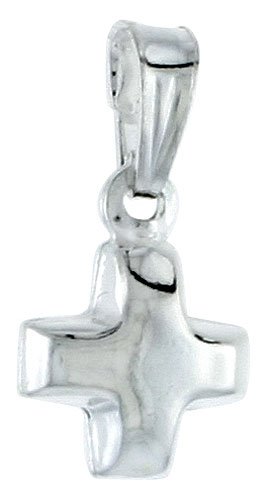 Sterling Silver Teeny Cross Pendant, Made in Italy. 8mm Tall