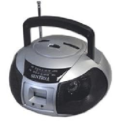 SENTRY MINI BOOM BOX AM/FM W/CLK BLK/SILVER