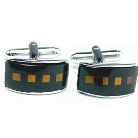 Onyx & Tiger Eye Stone Cuff Links Gift Boxed