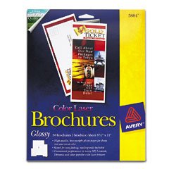 Color Laser Brochure Paper, Glossy White, 8-1/2 x 11, 50 Brochures/Pack - 5884 / AVE5884