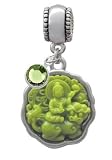 Jade Buddha in Silver Bambo Frame - Resin and European Charm Bead Hanger with...