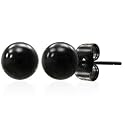Urban Male - Boucles d'oreilles clous en acier inoxydable noir, pour homme. 0,6cm