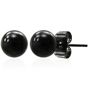 Urban Male - Boucles d'oreilles clous en acier inoxydable noir, pour homme. 0,6cm