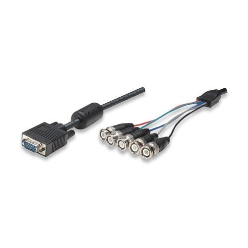 15 FT. VGA To RGBHV (5 BNC) Breakout Cable, HD15 Male / 5-BNC Male On Sale