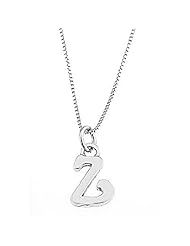 Sterling Silver One Sided Initial Letter Z Necklace