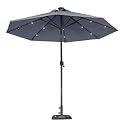 Sunergy 9' Solar Powered Patio Umbrella w/ 16 LED Lights Gray