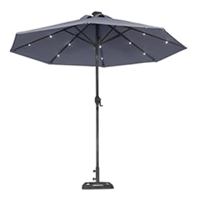 Sunergy 9' Solar Powered Patio Umbrella w/ 16 LED Lights Gray