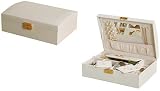 Leather Ivory Travel Jewelry Box with Lock Womans