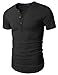 Doublju Mens Fashion Henley Short Sleeve Slim Fit Shirts