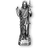 Fine Pewter Saint John the Baptist and Child 3.5-inch Statue and Prayer Card
