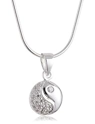 VINANI brand Germany 925 Sterling Silver Women Pendant Yin Yang white Zirconia with Snake Chain Necklace Ying Yang AYY-S