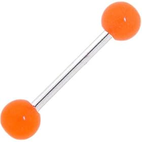 Orange GLOW in the DARK Barbell Tongue Ring by 