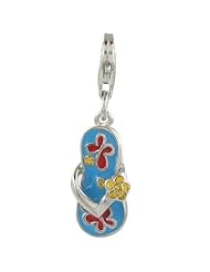 Oscaro Charms 925 Sterling Silver Colored Flip Flop Click-on Charm Lobster Clasp for Thomas Sabo Style Bracelets and Necklace