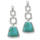 .925 Silver and Turquoise Double Link Earrings.