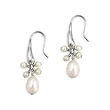 .925 Silver & Freshwater Pearl Cluster Earrings.