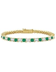 Emerald and Diamond Tennis Bracelet with 4.00 CT TGW on 18K Yellow Gold