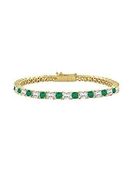 Emerald and Diamond Tennis Bracelet with 4.00 CT TGW on 14K Yellow Gold